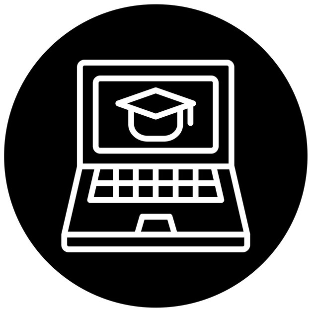 Estilo del icono de la computadora portátil de aprendizaje electrónico de diseño vectorial
