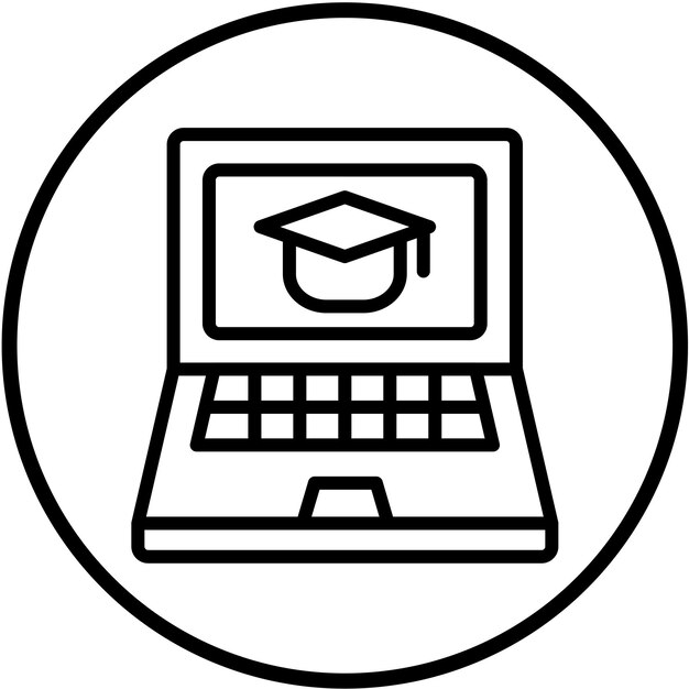 Estilo del icono de la computadora portátil de aprendizaje electrónico de diseño vectorial