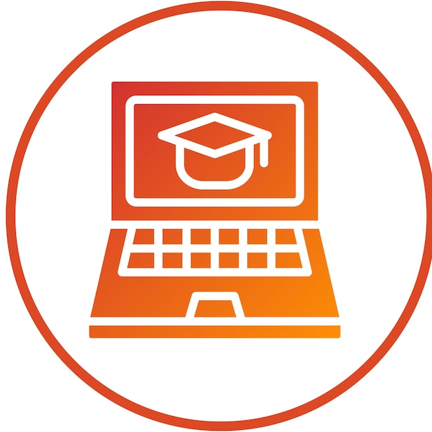 Estilo del icono de la computadora portátil de aprendizaje electrónico de diseño vectorial