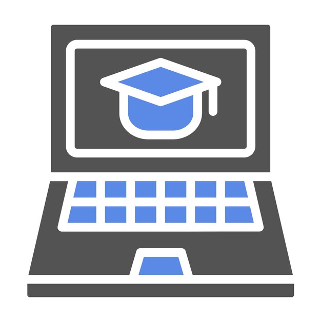 Estilo del icono de la computadora portátil de aprendizaje electrónico de diseño vectorial