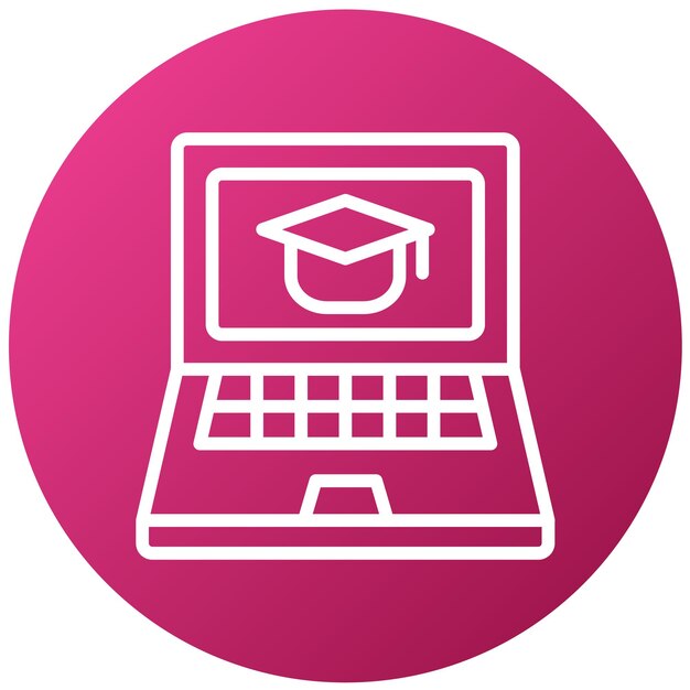 Estilo del icono de la computadora portátil de aprendizaje electrónico de diseño vectorial