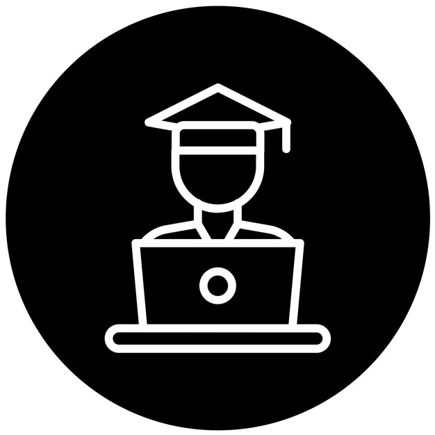 Estilo del icono de la computadora portátil del estudiante de diseño vectorial