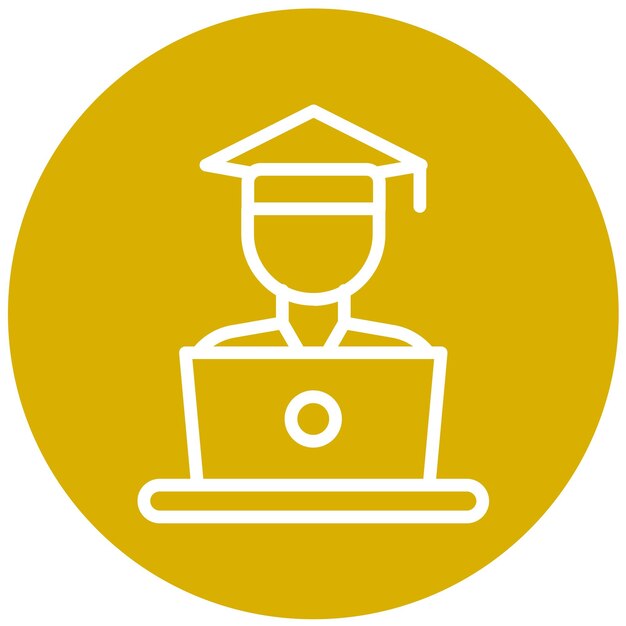 Estilo del icono de la computadora portátil del estudiante de diseño vectorial