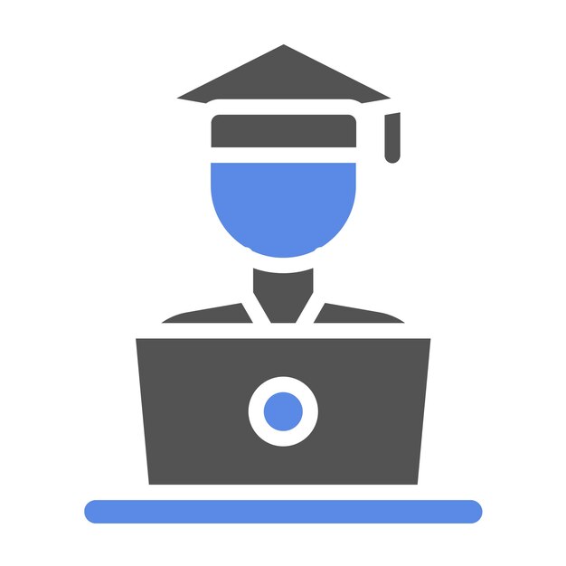 Estilo del icono de la computadora portátil del estudiante de diseño vectorial