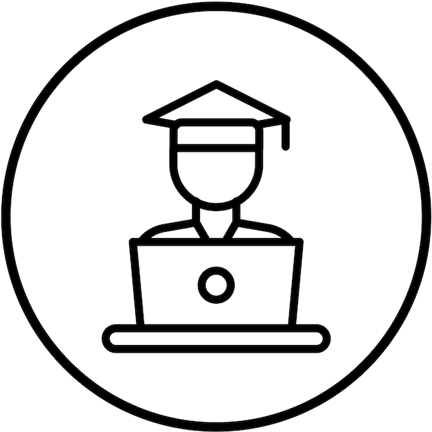 Estilo del icono de la computadora portátil del estudiante de diseño vectorial