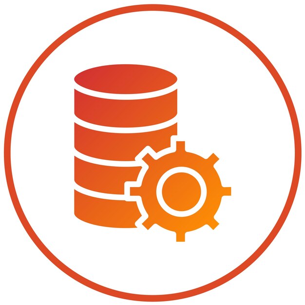 Estilo del icono de las configuraciones de la base de datos de diseño vectorial