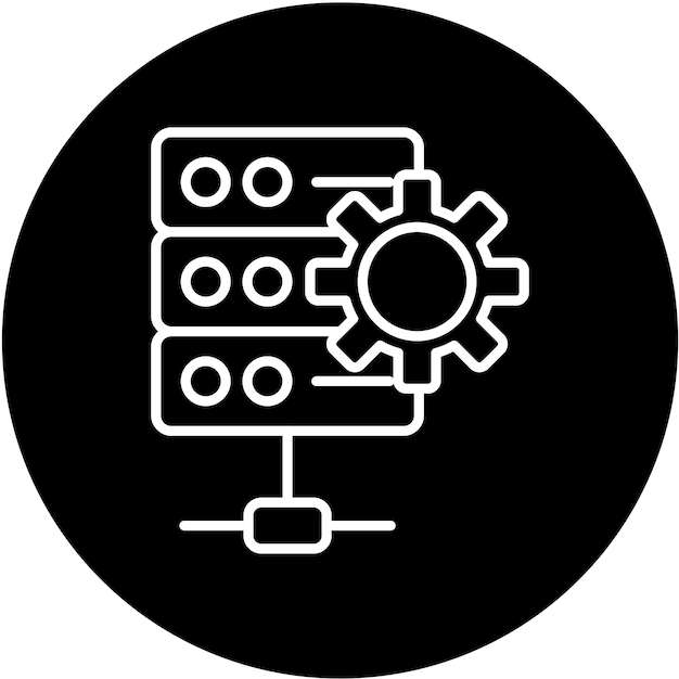 Estilo del icono de las configuraciones de la base de datos de diseño vectorial