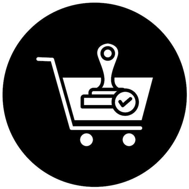 Estilo del icono de confirmación del carrito de diseño vectorial