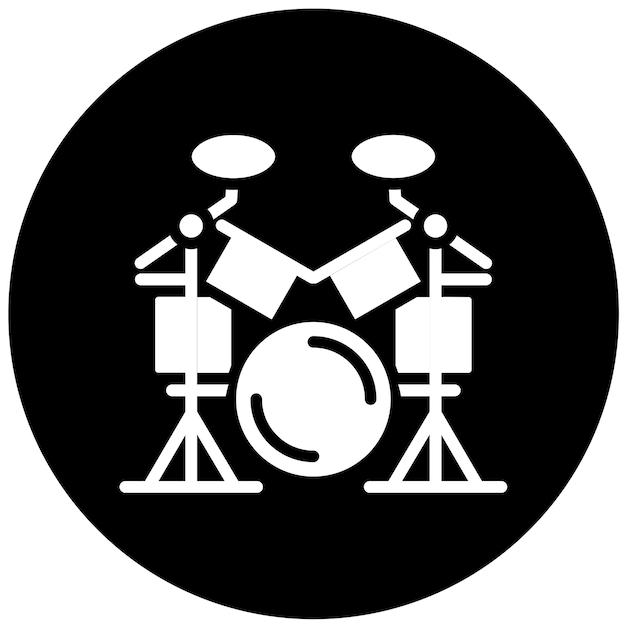 Estilo del icono del conjunto de tambores de diseño vectorial