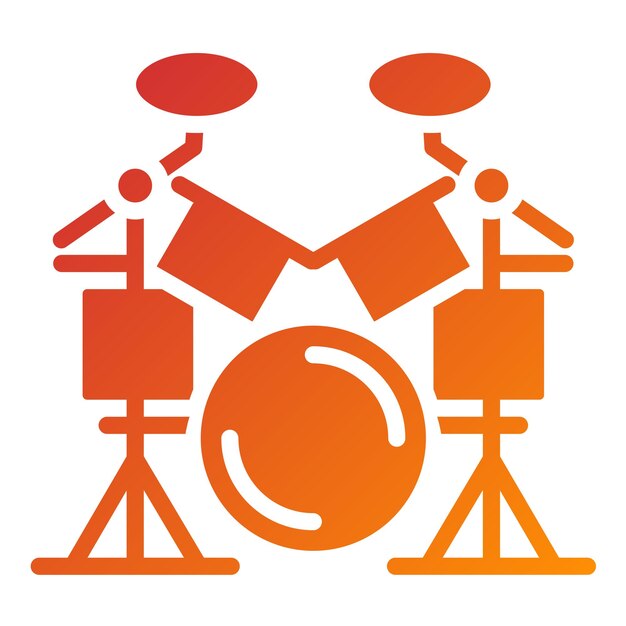 Estilo del icono del conjunto de tambores de diseño vectorial