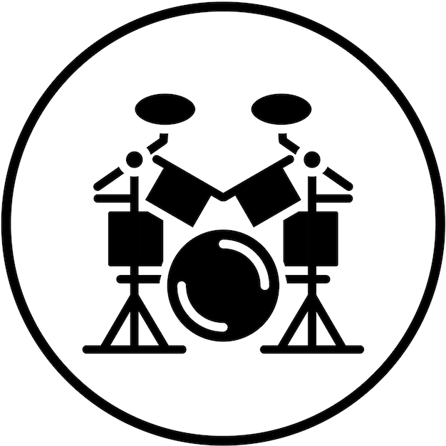 Estilo del icono del conjunto de tambores de diseño vectorial