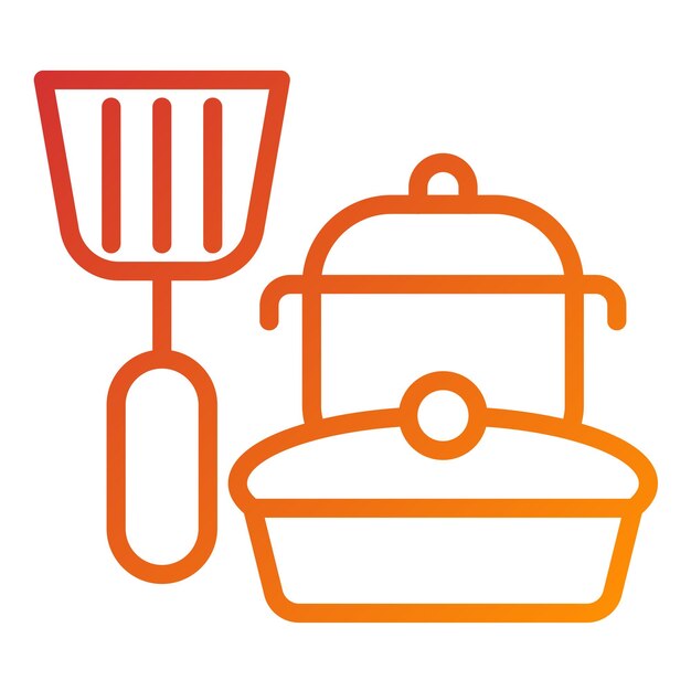Estilo del icono del conjunto de utensilios de cocina de diseño vectorial