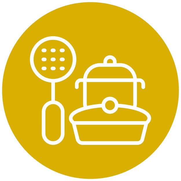 Estilo del icono del conjunto de utensilios de cocina de diseño vectorial