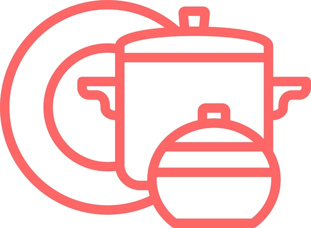 Estilo del icono del conjunto de utensilios de cocina de diseño vectorial