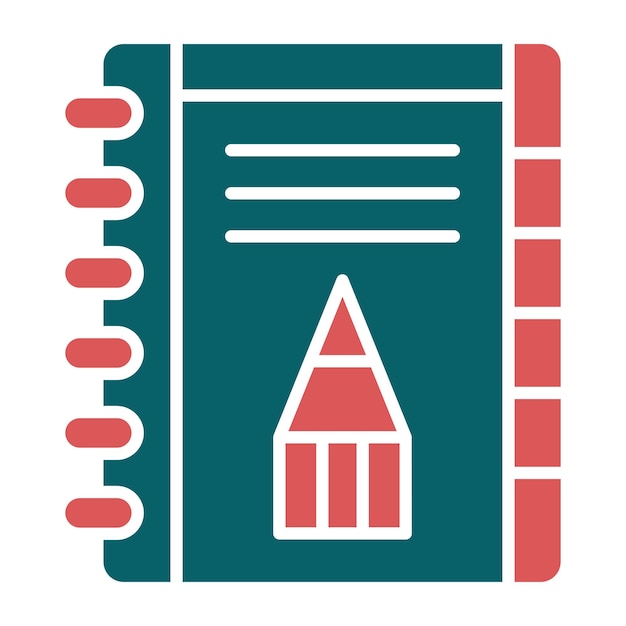 Estilo del icono del cuaderno de bocetos de diseño vectorial