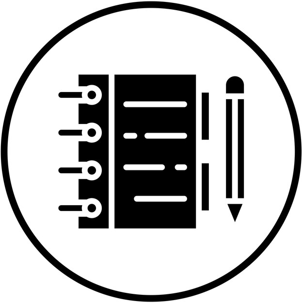 Estilo del icono del cuaderno de bocetos de diseño vectorial