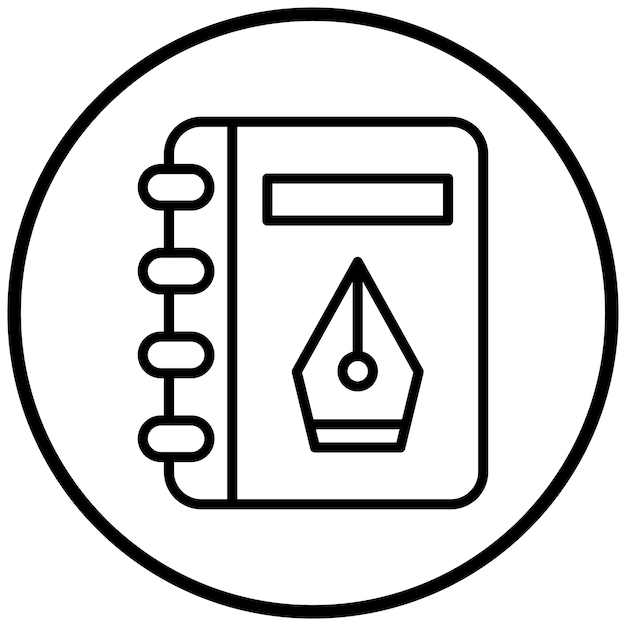 Estilo del icono del cuaderno de bocetos de diseño vectorial