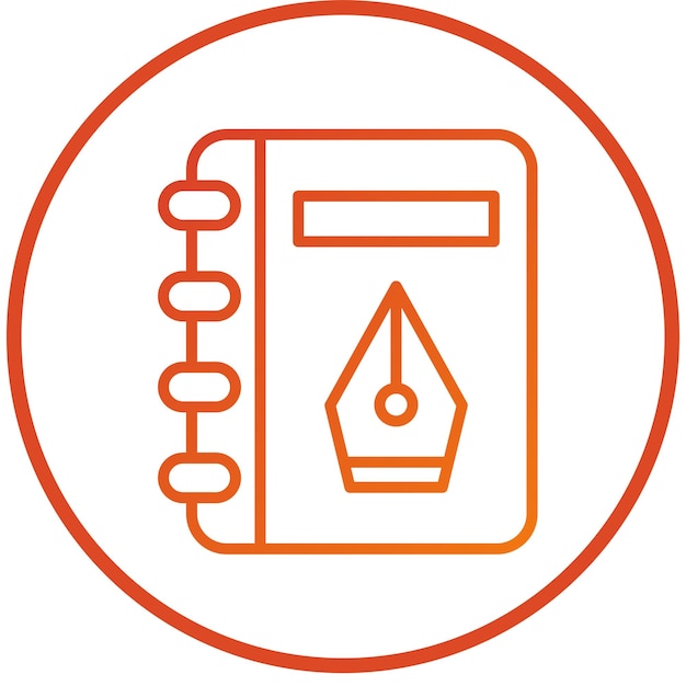 Estilo del icono del cuaderno de bocetos de diseño vectorial