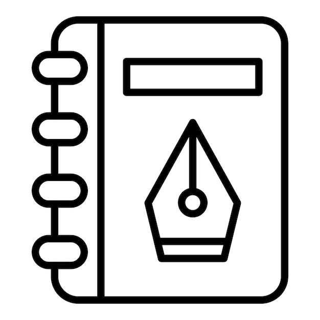 Estilo del icono del cuaderno de bocetos de diseño vectorial