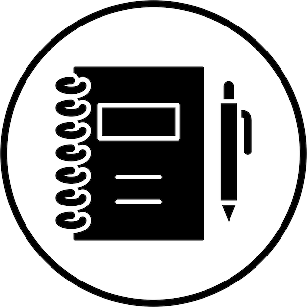 Estilo del icono del cuaderno de diseño vectorial