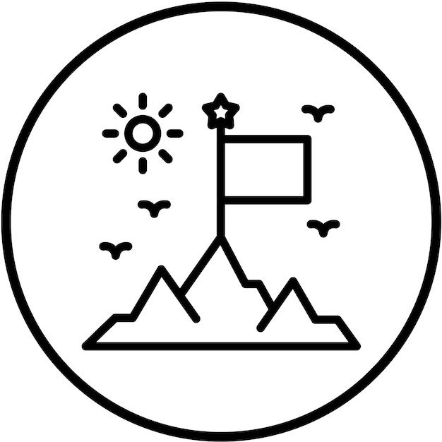 Estilo del icono de la cumbre de éxito de diseño vectorial