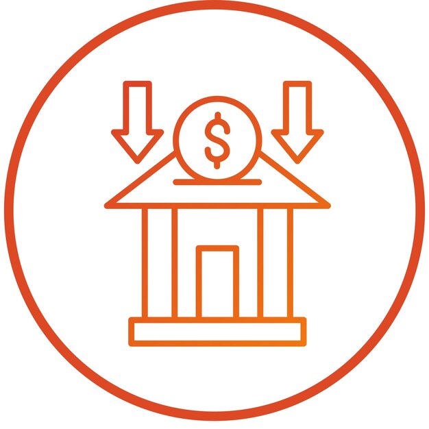 Estilo del icono de depósito bancario de diseño vectorial