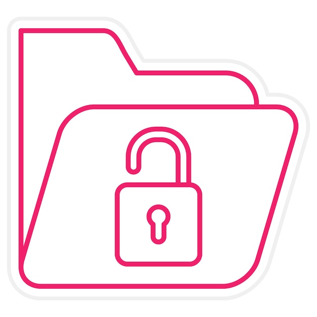 Estilo de icono desbloqueado de la carpeta de diseño vectorial