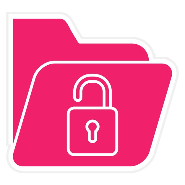 Estilo de icono desbloqueado de la carpeta de diseño vectorial