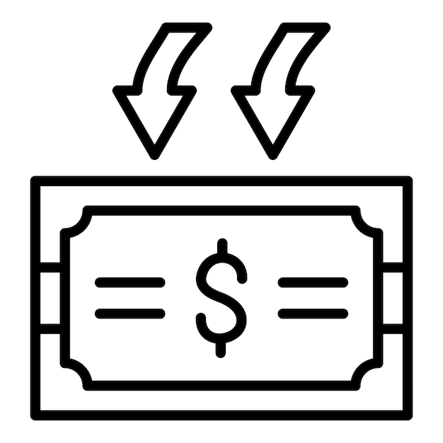 Estilo del icono de devolución de dinero de diseño vectorial