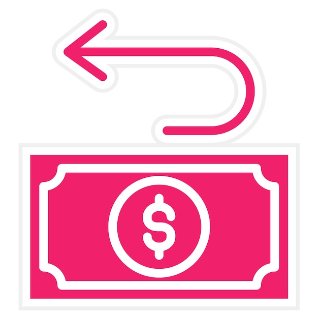 Estilo del icono de devolución de dinero de diseño vectorial