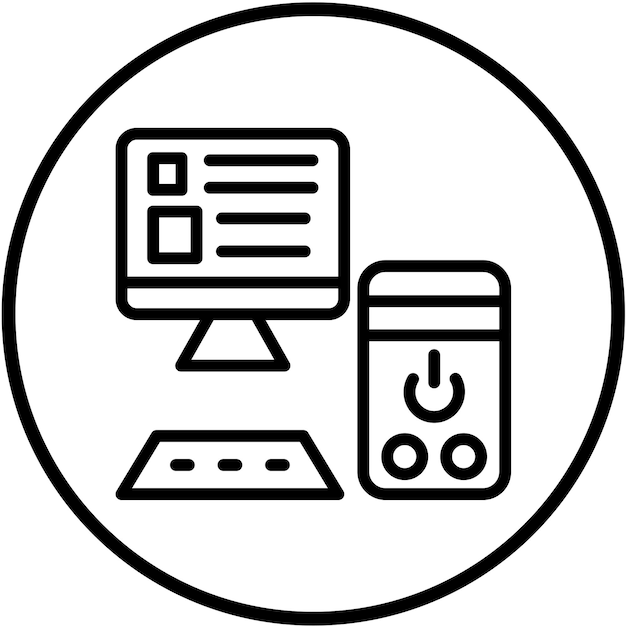 Estilo del icono de diseño de la estación de trabajo vectorial