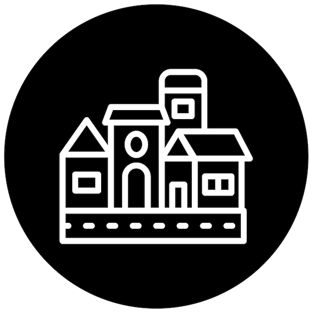 Estilo de icono de diseño vectorial de la aldea