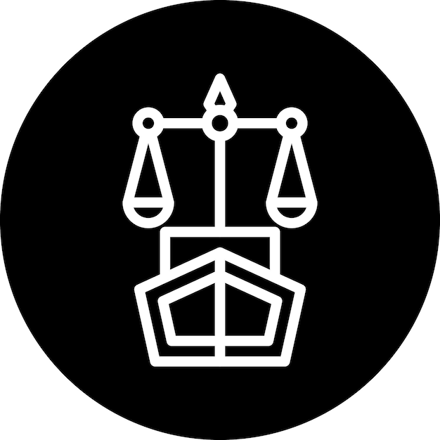 Estilo de icono de diseño vectorial de derecho marítimo