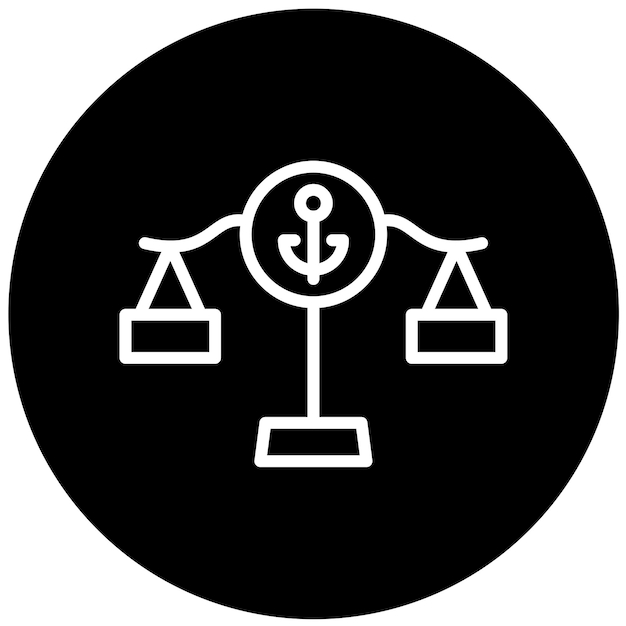 Estilo de icono de diseño vectorial de derecho marítimo