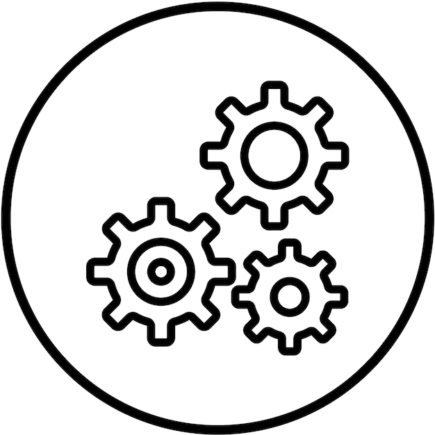 Estilo del icono de diseño vectorial de engranajes