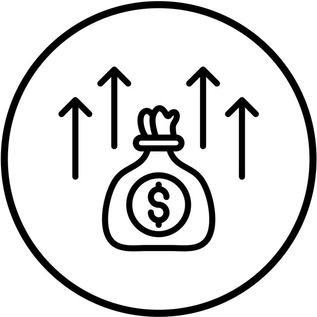 Estilo del icono de diseño vectorial de ganancias