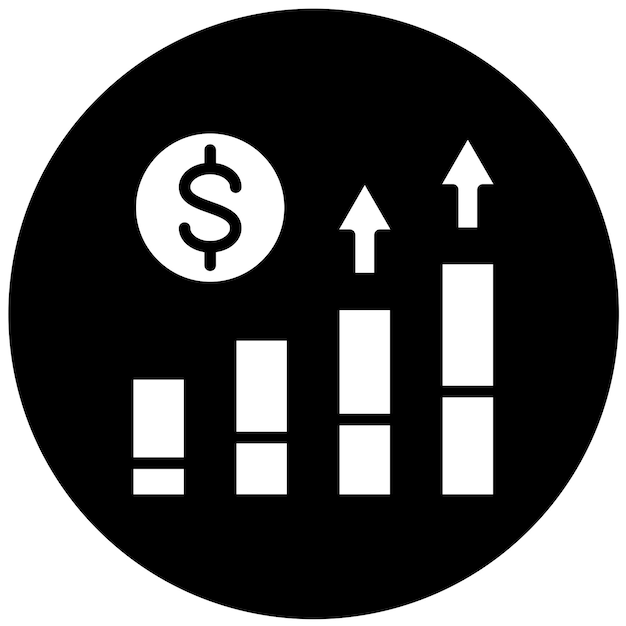 Estilo del icono de diseño vectorial de ganancias