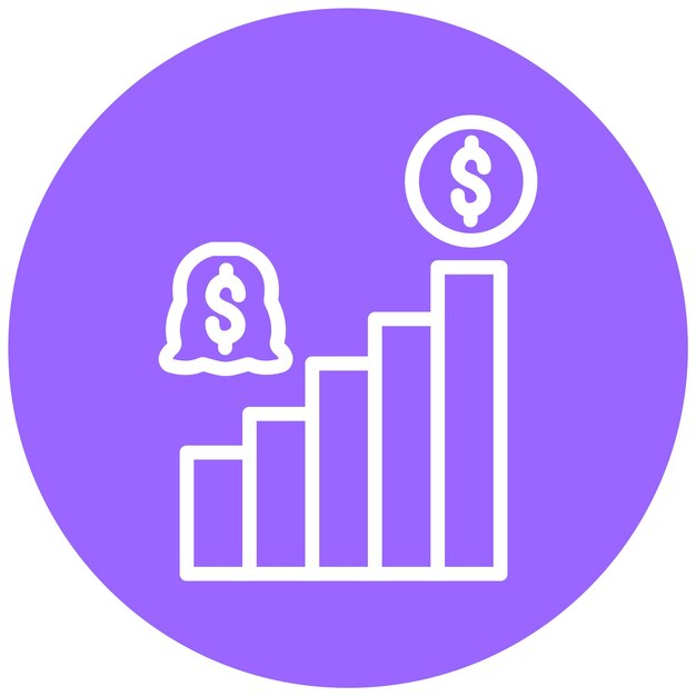 Estilo del icono de diseño vectorial de ganancias