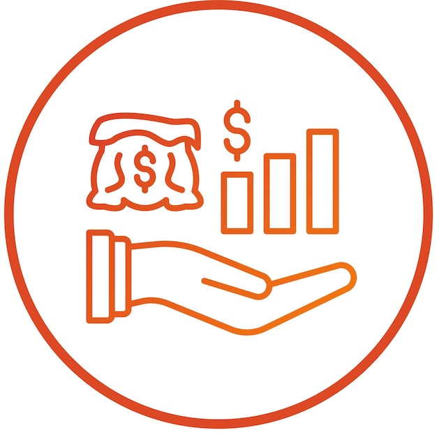 Estilo del icono de diseño vectorial de ingresos