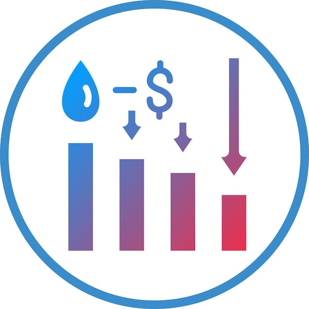 Vector estilo del icono de disminución del precio del petróleo
