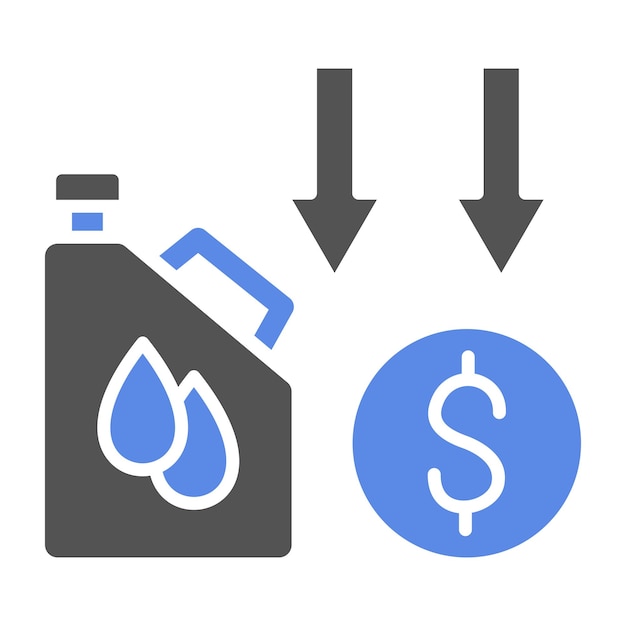 Vector estilo del icono de disminución del precio del petróleo