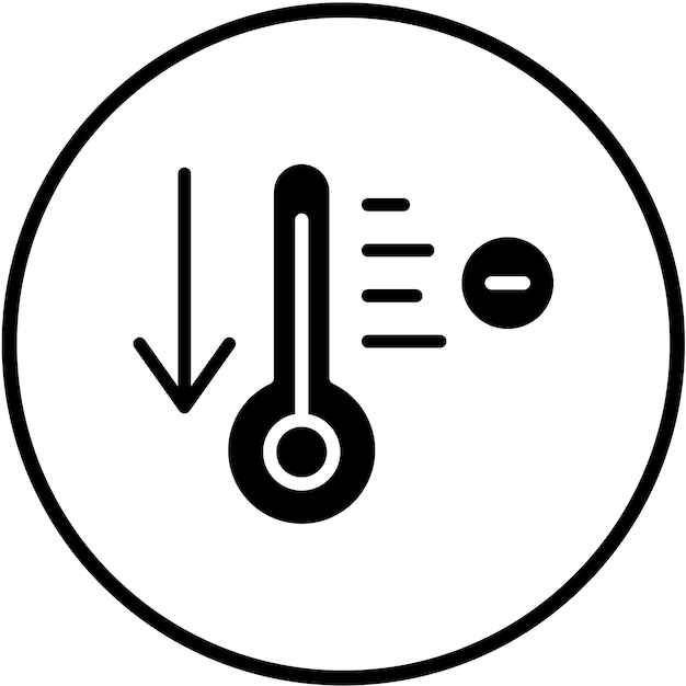 Estilo del icono de disminución de la temperatura del diseño vectorial