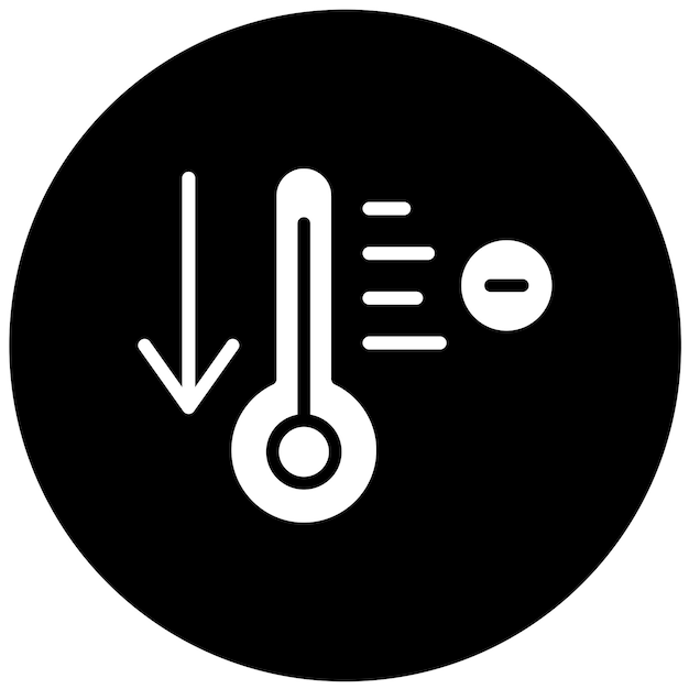 Estilo del icono de disminución de la temperatura del diseño vectorial