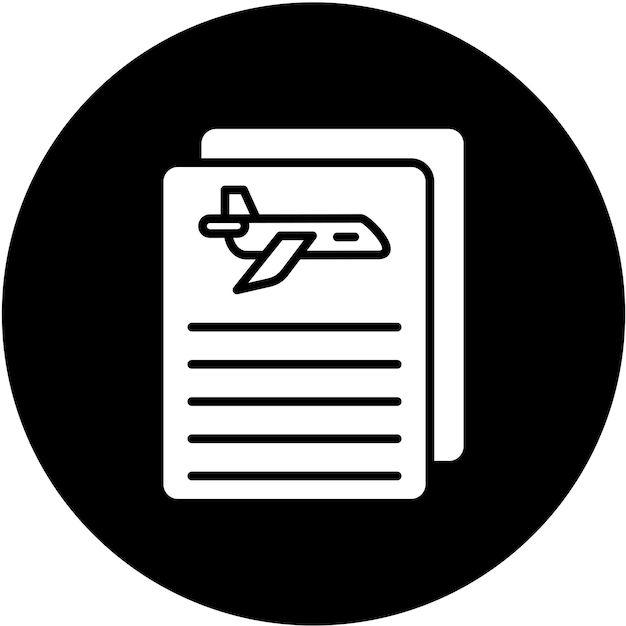 Estilo del icono de los documentos de vuelo de diseño vectorial