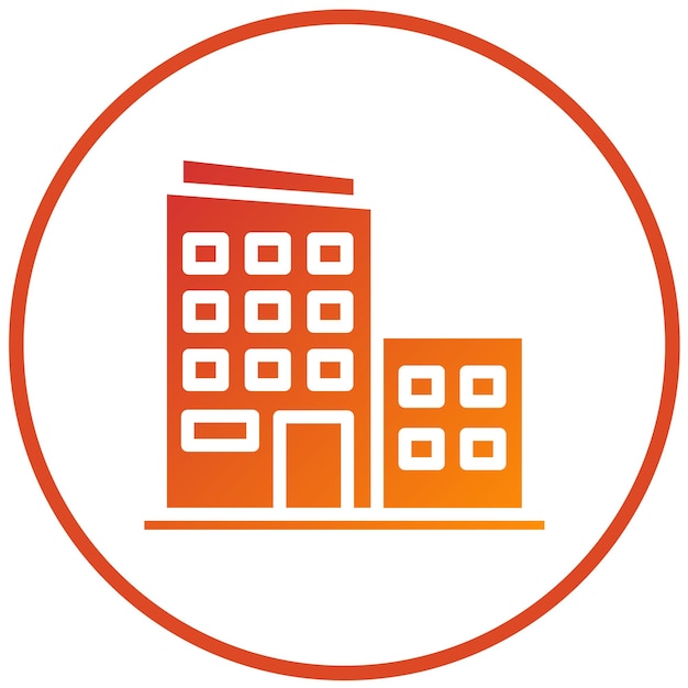 Estilo del icono del edificio de oficinas de diseño vectorial