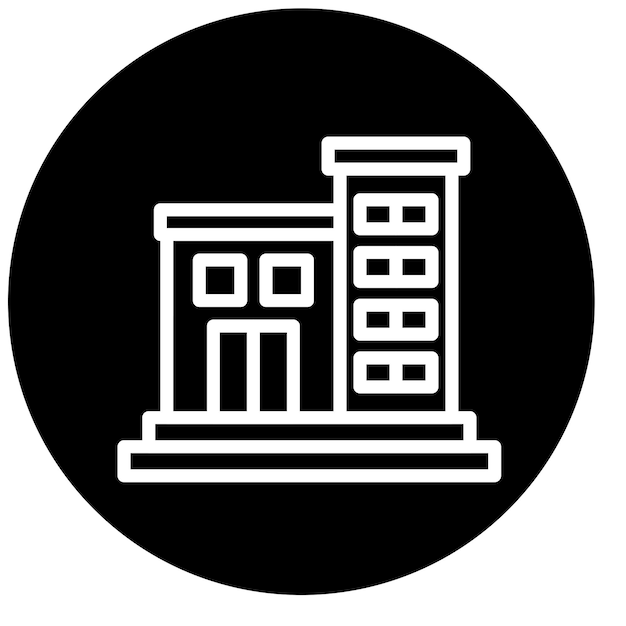 Estilo del icono del edificio de oficinas de diseño vectorial