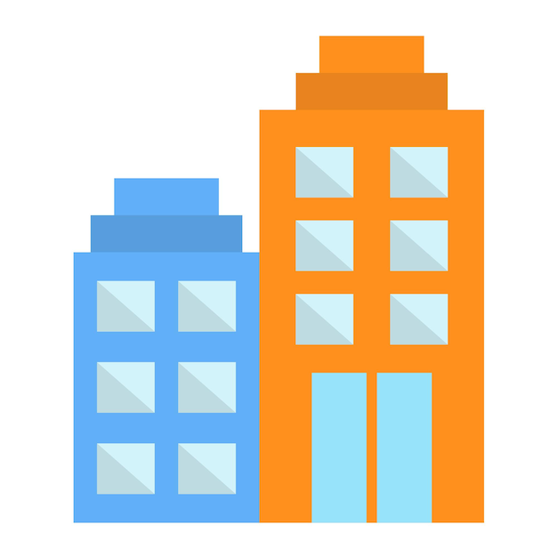 Estilo del icono del edificio de oficinas de diseño vectorial