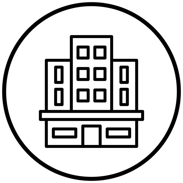 Estilo del icono del edificio de oficinas de diseño vectorial
