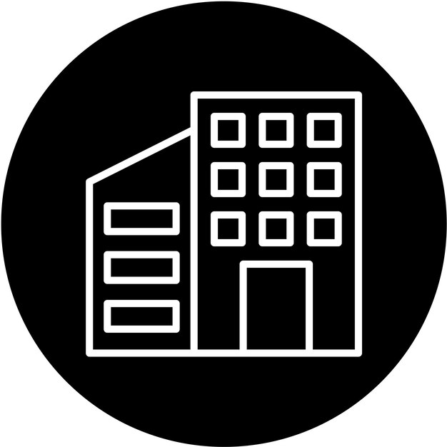 Estilo del icono del edificio de oficinas de diseño vectorial