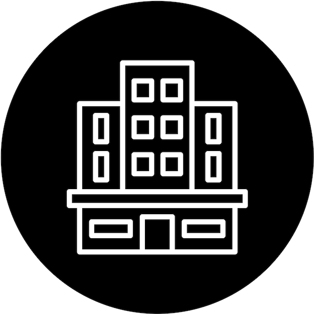 Estilo del icono del edificio de oficinas de diseño vectorial